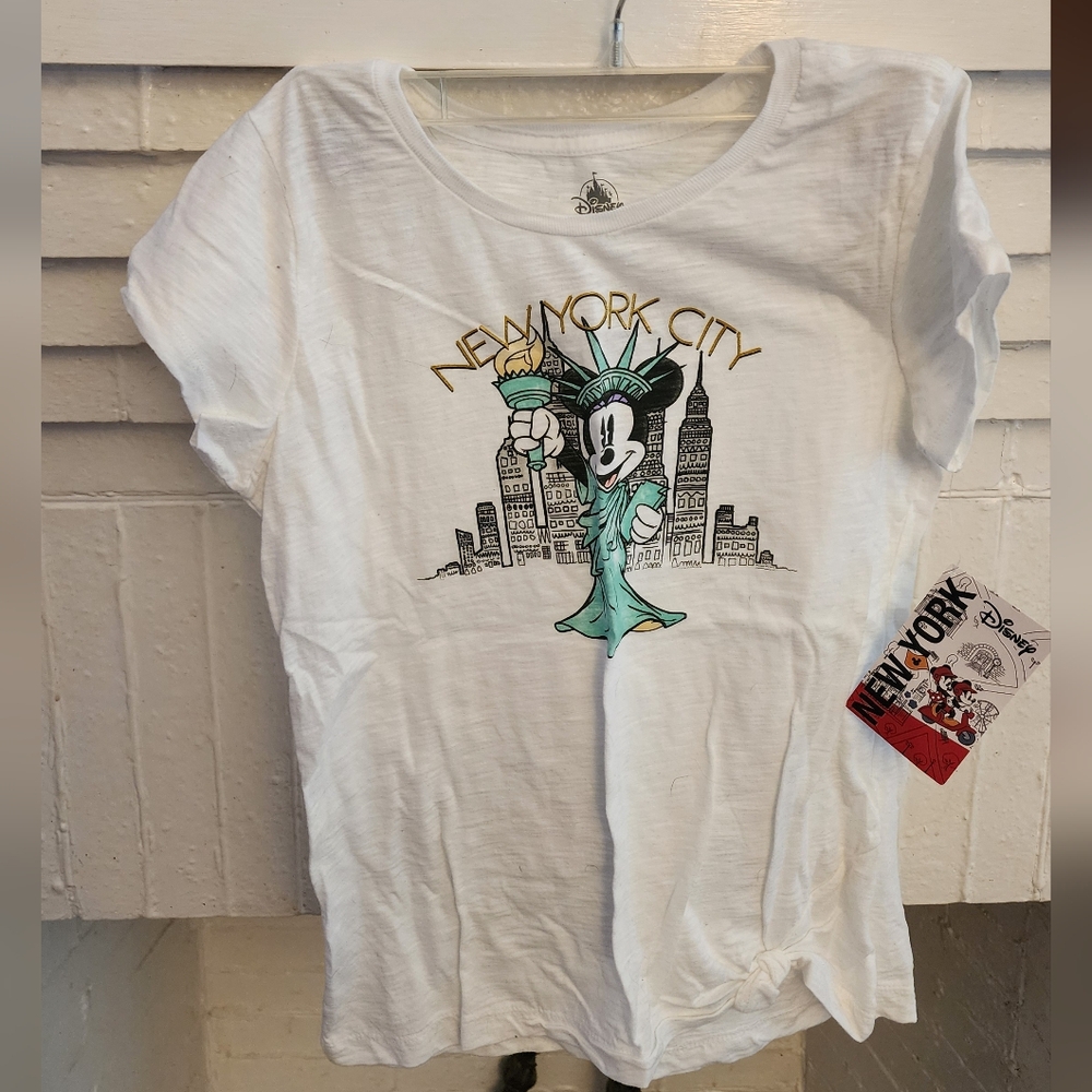 NWT Disney White New York Girls Mickey Mouse Staue of Liberty Size XL (14) White